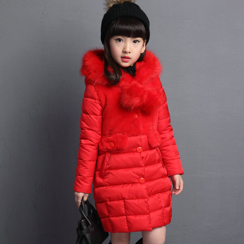 new winter girl's cotton padded jacket thickened medium length jacket children's Baby Plush hooded Plush jacket 201125