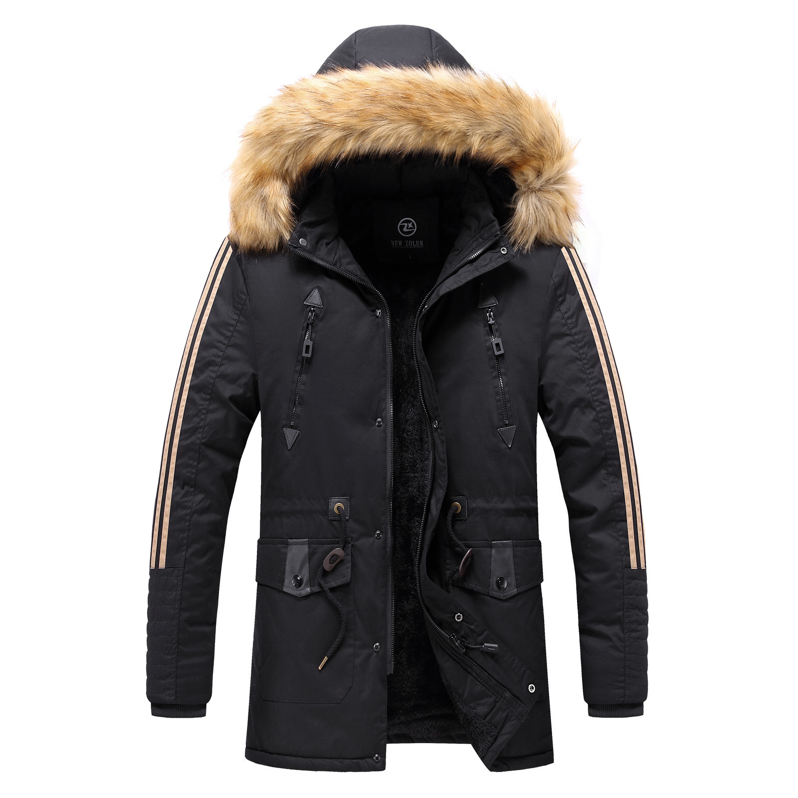 Hat Detachable Parka Men Fur Jackets Winter Warm Thick Pilot Coat Men's Hooded Overcoat Windproof Cotton Outwear Male Plus Size 201023