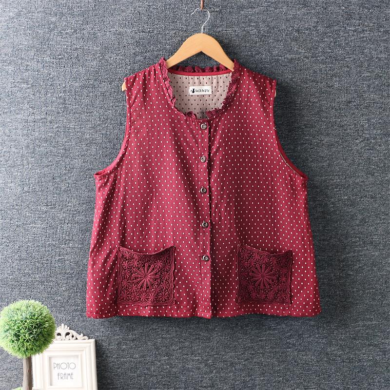 New Spring fresh O neck sleeveless vest loose tops women dot vests female, Red
New Spring fresh O neck sleeveless vest loose tops women dot vests female, Red