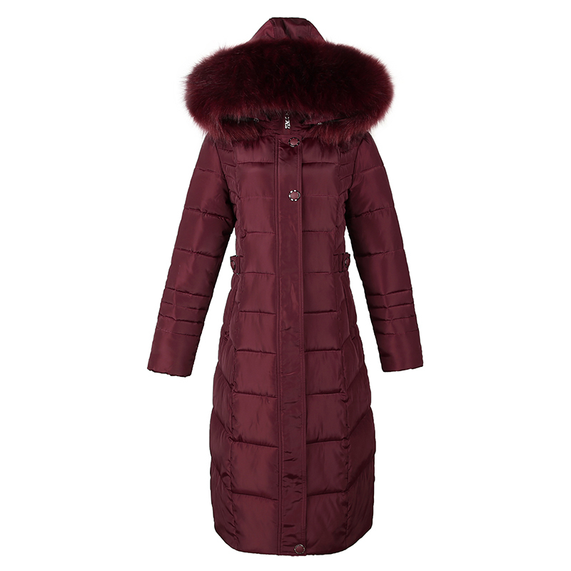 women's solid X-long jacket winter slim parka thick hooded fur collar office laides coat femme casual outwear abrigo mujer 200928