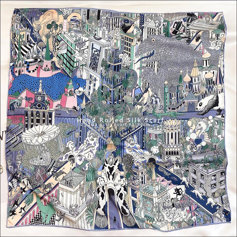 Scarves Animapolis Silk Scarf Hand Rolled Edges Top Manual Scarfs 90x90 Designer Satin Foulard En, Blue;gray
Scarves Animapolis Silk Scarf Hand Rolled Edges Top Manual Scarfs 90x90 Designer Satin Foulard En, Blue;gray