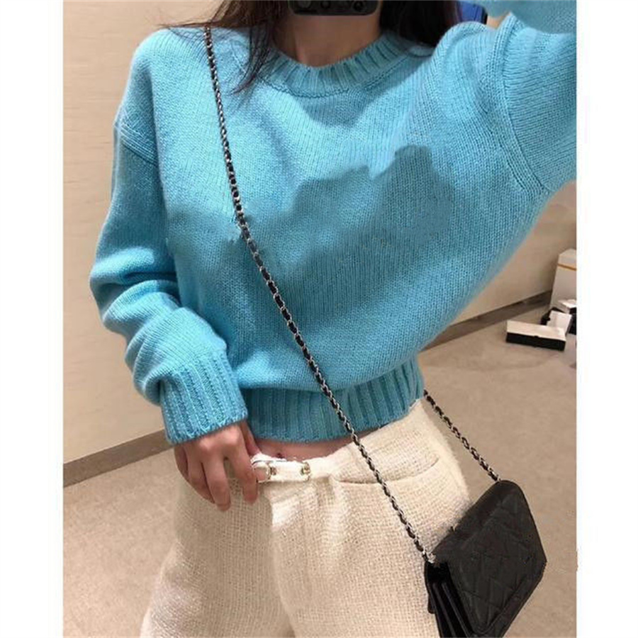 Women Knitted Sweater Woollen Fall Girls Wool Pullover Shirt Super Elastic Fashion Clothes Star With Round Neck Loose Short Knitwear