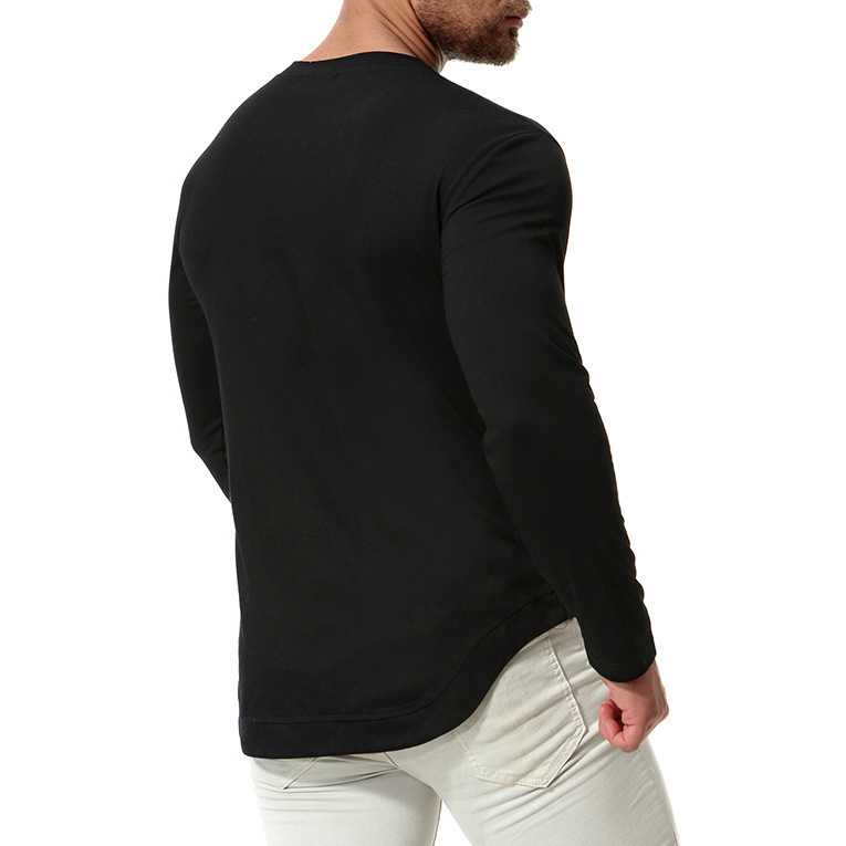 Man Long Sleeves Black Tshirts Csual Solid T-shirt 201202