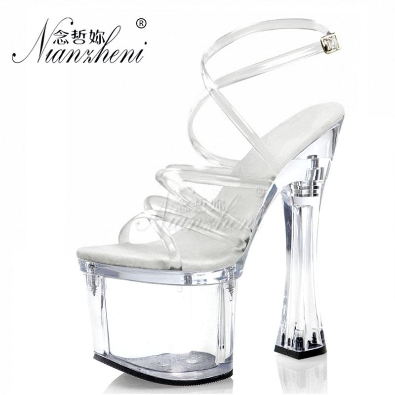 7 inches Super High heeled shoes Rransparent Crystal Roman Hollow Narrow band 18cm Platform Nightclub Spool heels Womens Sandals, Black
7 inches Super High heeled shoes Rransparent Crystal Roman Hollow Narrow band 18cm Platform Nightclub Spool heels Womens Sandals, Black