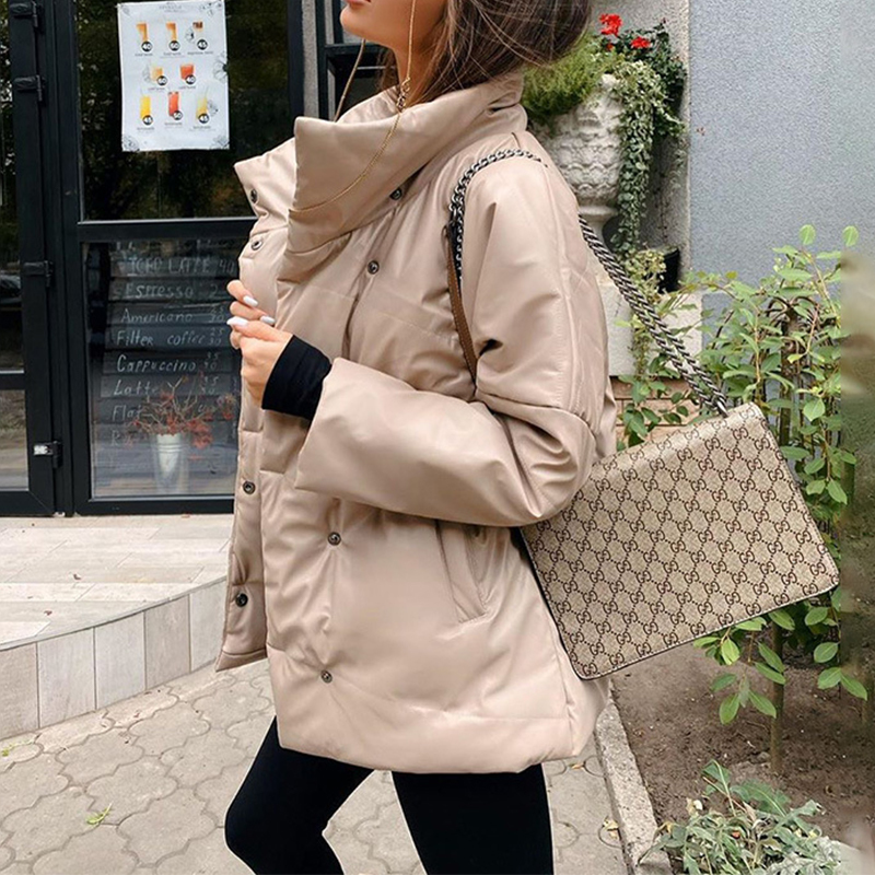 Womens Coats Autumn Winter Warm Jackets Coats Cotton Parkas With Belt Lady Loose Pocket Bubble Short Thicken Cotton Overcoat S-L 201217