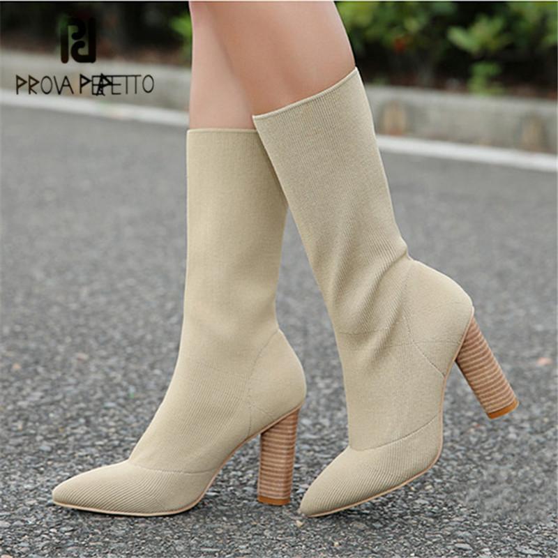 Prova Perfetto Stretch Fabric Ankle Boots for Women Chunky High Heels Pointed Toe Knit Sock Boots Women High Sexy Pumps, Black
Prova Perfetto Stretch Fabric Ankle Boots for Women Chunky High Heels Pointed Toe Knit Sock Boots Women High Sexy Pumps, Black