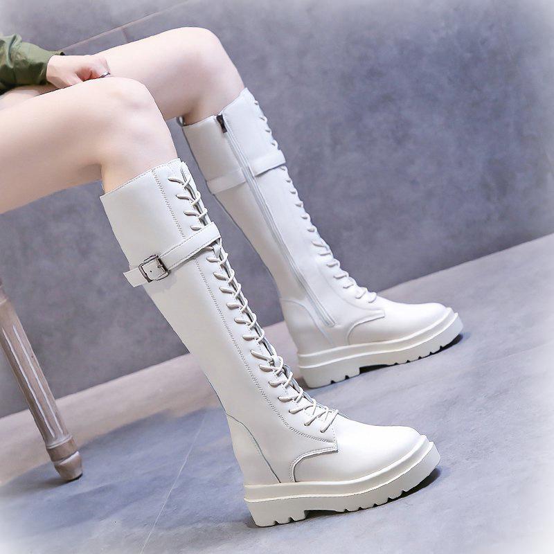 Autumn Boots Women Knee High Boots Split Leather Lace-Up Thick Sole Long Non-slip Black Sock Platform Shoes Woman, Beige
Autumn Boots Women Knee High Boots Split Leather Lace-Up Thick Sole Long Non-slip Black Sock Platform Shoes Woman, Beige