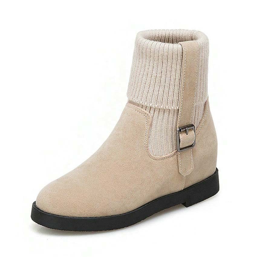 Meet 2020 winter square heels round toe boots knitting ankle buckle growing tall woman shoes 34-43, Apricot
Meet 2020 winter square heels round toe boots knitting ankle buckle growing tall woman shoes 34-43, Apricot