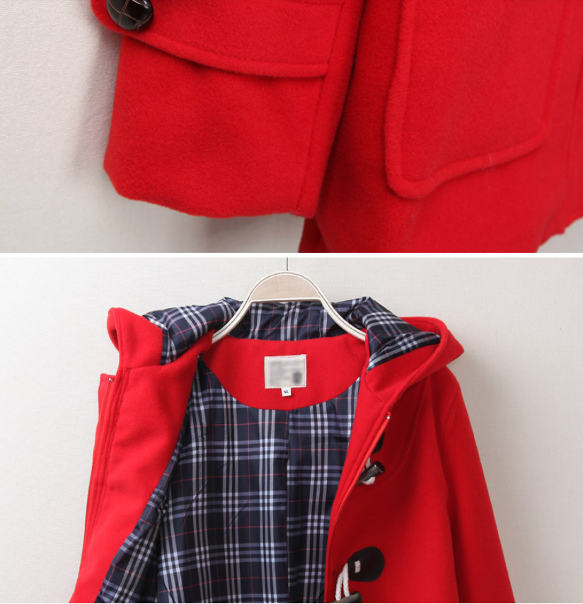 Duffle Coat Long Turn Down Horn Button Hooded Collar Woolen Overcoat Wide Waisted manteau femme Out Wear winter coats A248 201216