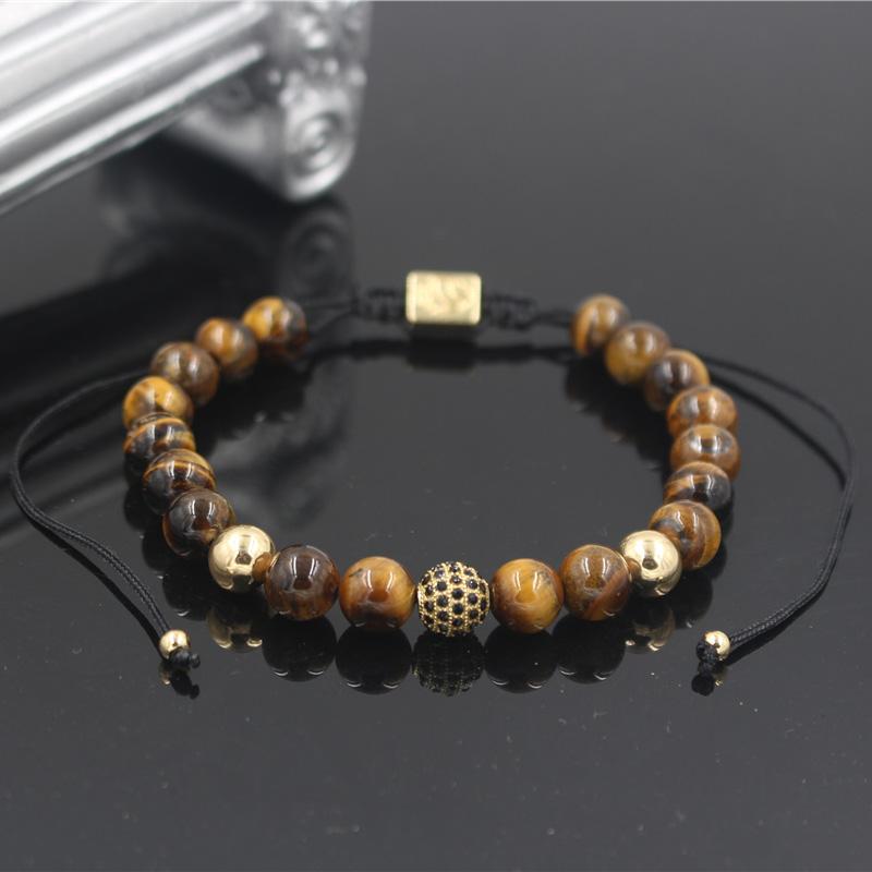 PINIYA Fashion Luxury Men's 8MM Tiger Eye Stone Bead Micro Pave Black CZ Copper Ball Charm Braiding Macrame Bracelet For Women
PINIYA Fashion Luxury Men's 8MM Tiger Eye Stone Bead Micro Pave Black CZ Copper Ball Charm Braiding Macrame Bracelet For Women