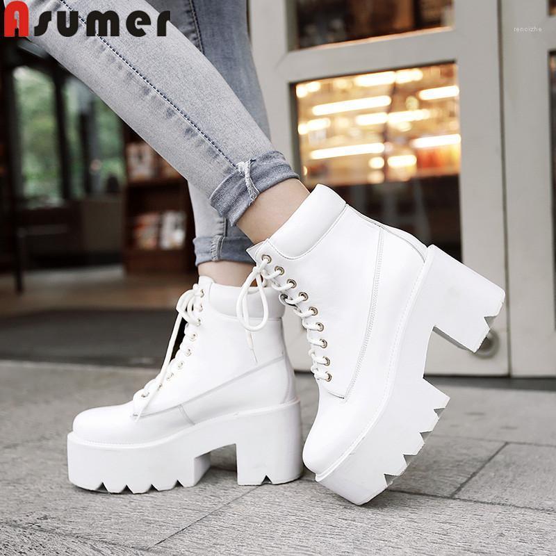 Asumer size 34-40 genuine leather boots round toe lace up ladies ankle boots round toe classic autumn winter platform1, White
Asumer size 34-40 genuine leather boots round toe lace up ladies ankle boots round toe classic autumn winter platform1, White