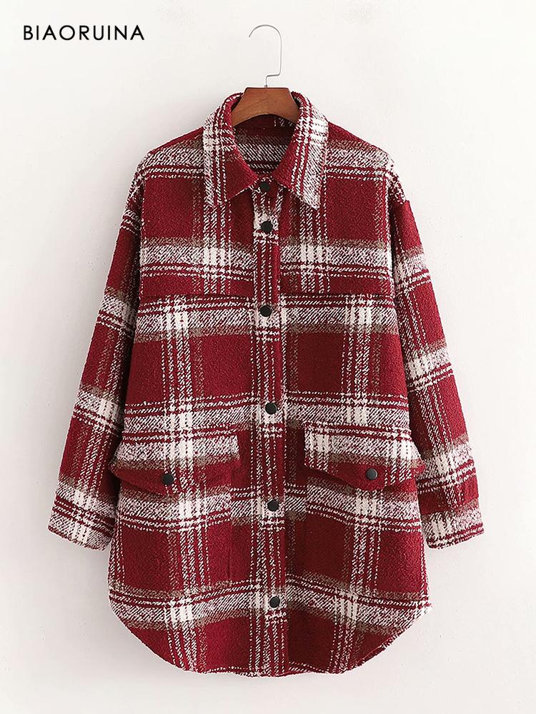 BIAORUINA Women' Woolen Red Plaid Single Breasted Long Coat Turn-down Collar Female Elegant Winter Autumn Fashion Outerwear, As pic
BIAORUINA Women' Woolen Red Plaid Single Breasted Long Coat Turn-down Collar Female Elegant Winter Autumn Fashion Outerwear, As pic