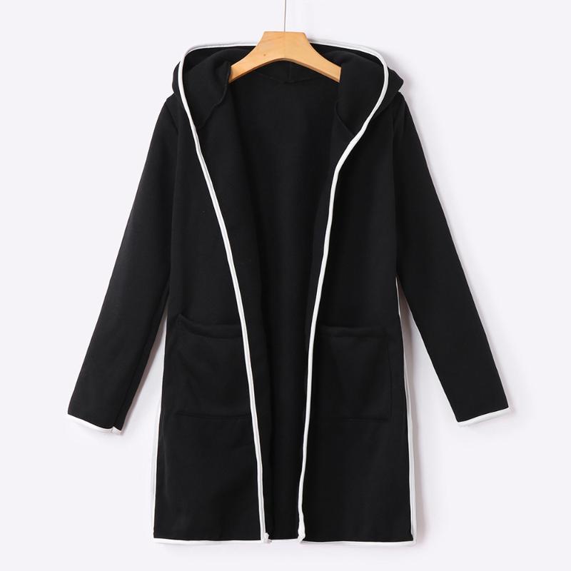 Women's Jackets Autumn Long Trench Coat Fashion Winter Loose Hooded Wild Elegant Windbreaker Sweater Cardigan W722 B4