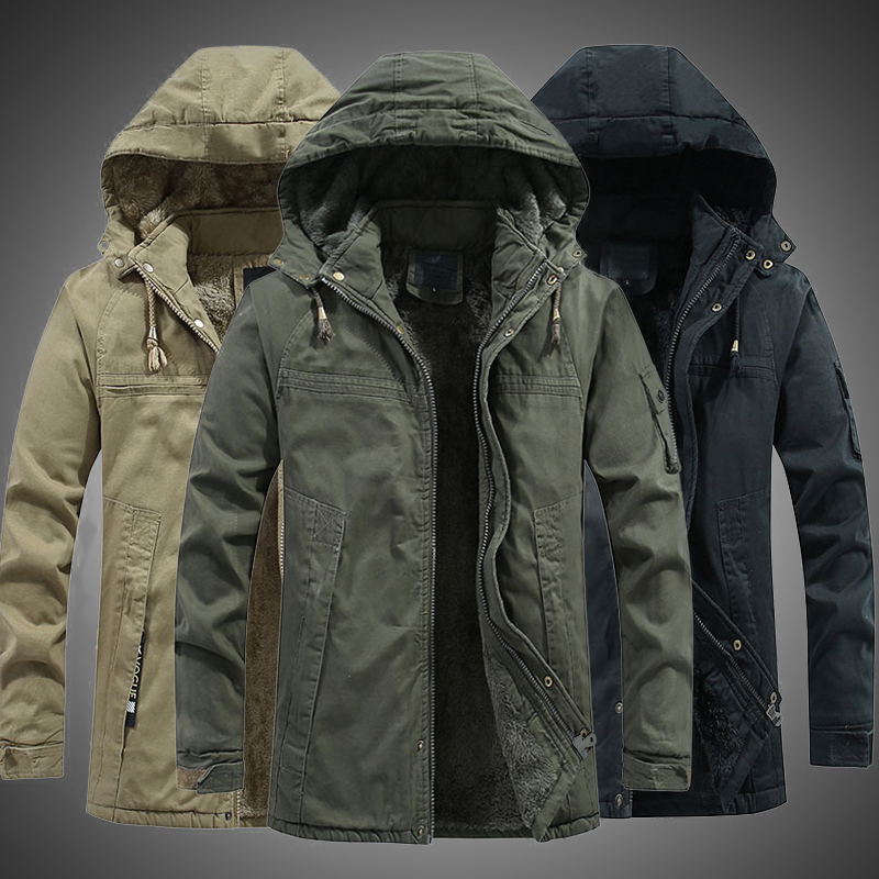 New Men Winter Long Cotton Coats Men's Fashion Casual Cotton Jacket Men Windproof Hooded Coat Warm Thick Parka Men 201214
