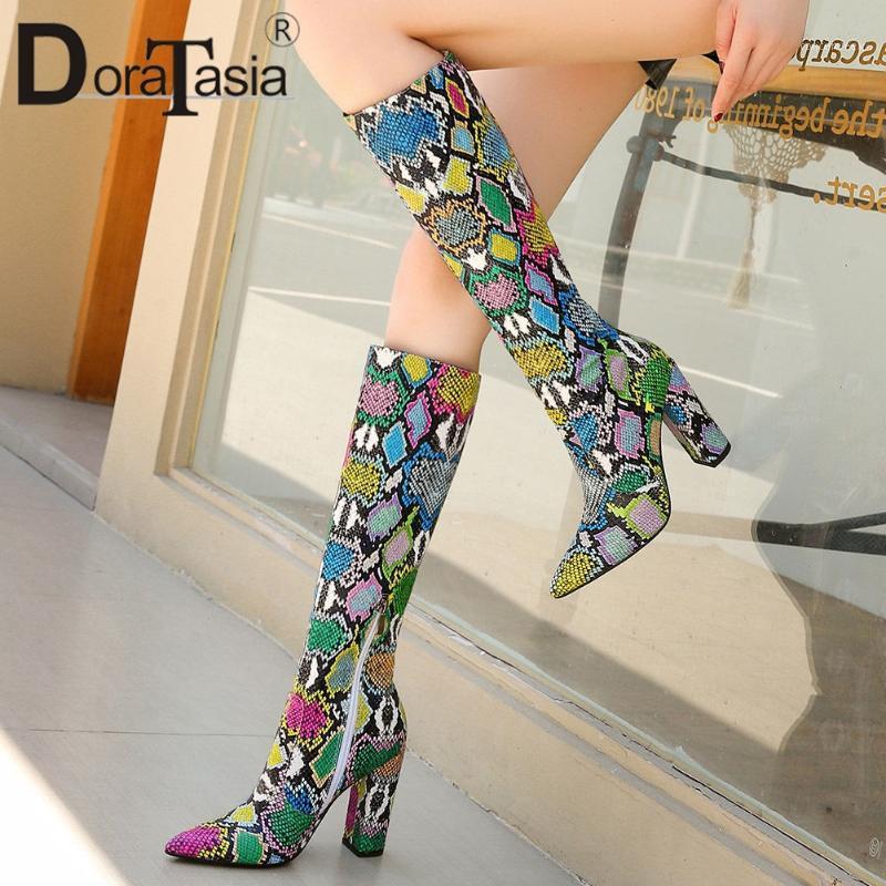 DORATASIA Sexy Girl Snake Print Round Toe Zipper High Heels Mid Calf Boots Brand Boots Women Fashion Party Dress Shoes Woman1, Multicolor 
DORATASIA Sexy Girl Snake Print Round Toe Zipper High Heels Mid Calf Boots Brand Boots Women Fashion Party Dress Shoes Woman1, Multicolor