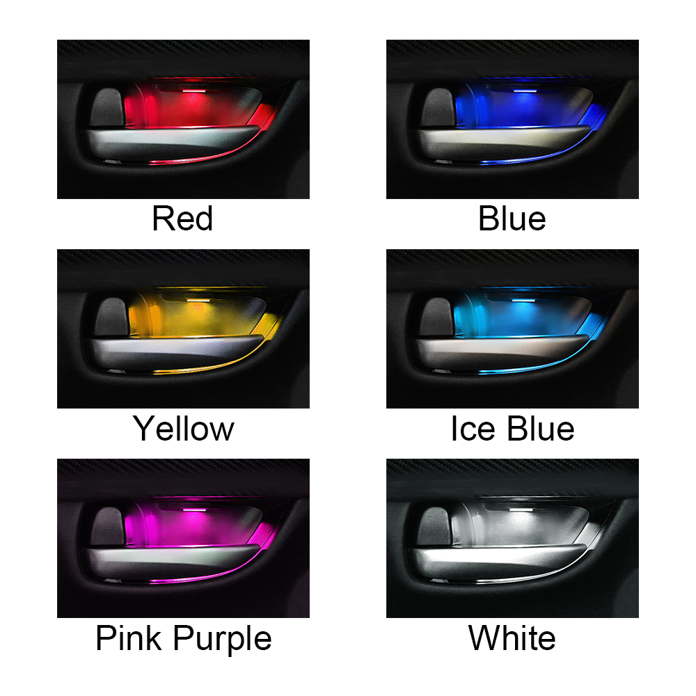4pcs Car Ambient Light Interior Inner Door Bowl Handle Armrest Lighting Decorative Lamp Auto Handrail Lights For Car Accessories