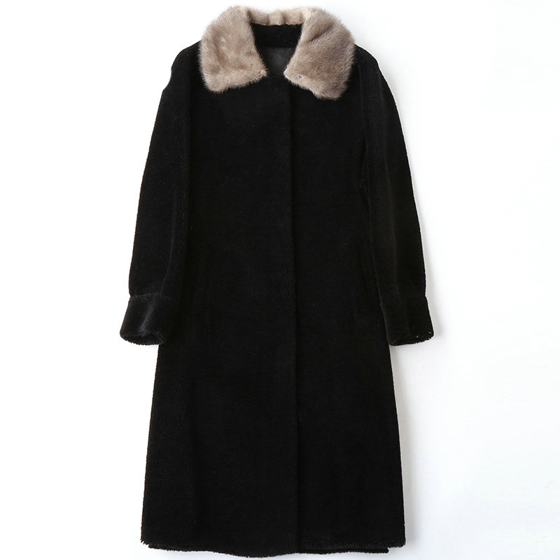 Feminine Mink Real Fur Collar Sheep Shearing 100% Wool Female Long Winter Suede Jacket Kj612 Piux, Black
Feminine Mink Real Fur Collar Sheep Shearing 100% Wool Female Long Winter Suede Jacket Kj612 Piux, Black