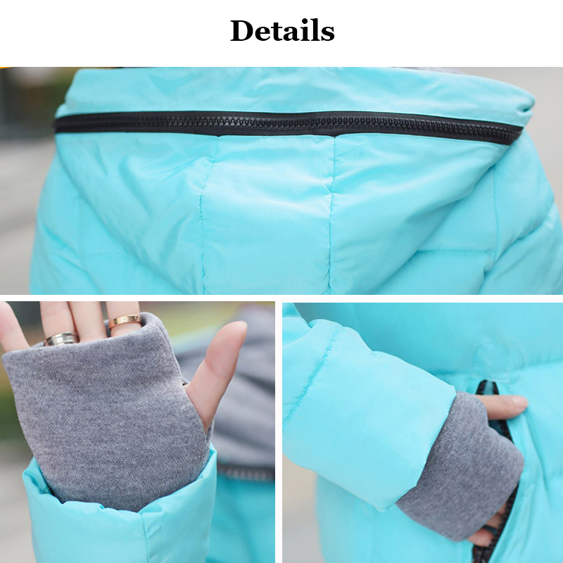 Women Winter Hooded Warm Coat Plus Size Candy Color Cotton Padded Jacket Female Wadded Long Parka Womens 201217