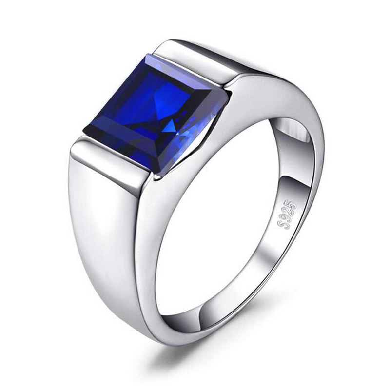 Choucong Brand New Solitaire Simple Fine Jewelry Sterg Sier Princess Cut Party Sapphire CZ Dia Women Men Wedding Band Ring Gift 65eb