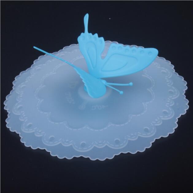 cute butterfly silicone cup cover lids leakproof coffee tea suction lid cap airtight seal cup covers kitchen tools1606963