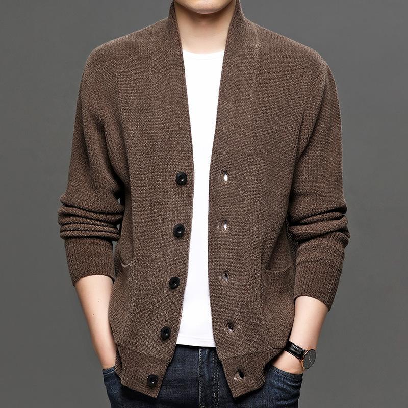 Chenille stand-up top men's new casual long-sleeved solid color high-quality coat loose Korean cardigan, Black
Chenille stand-up top men's new casual long-sleeved solid color high-quality coat loose Korean cardigan, Black
