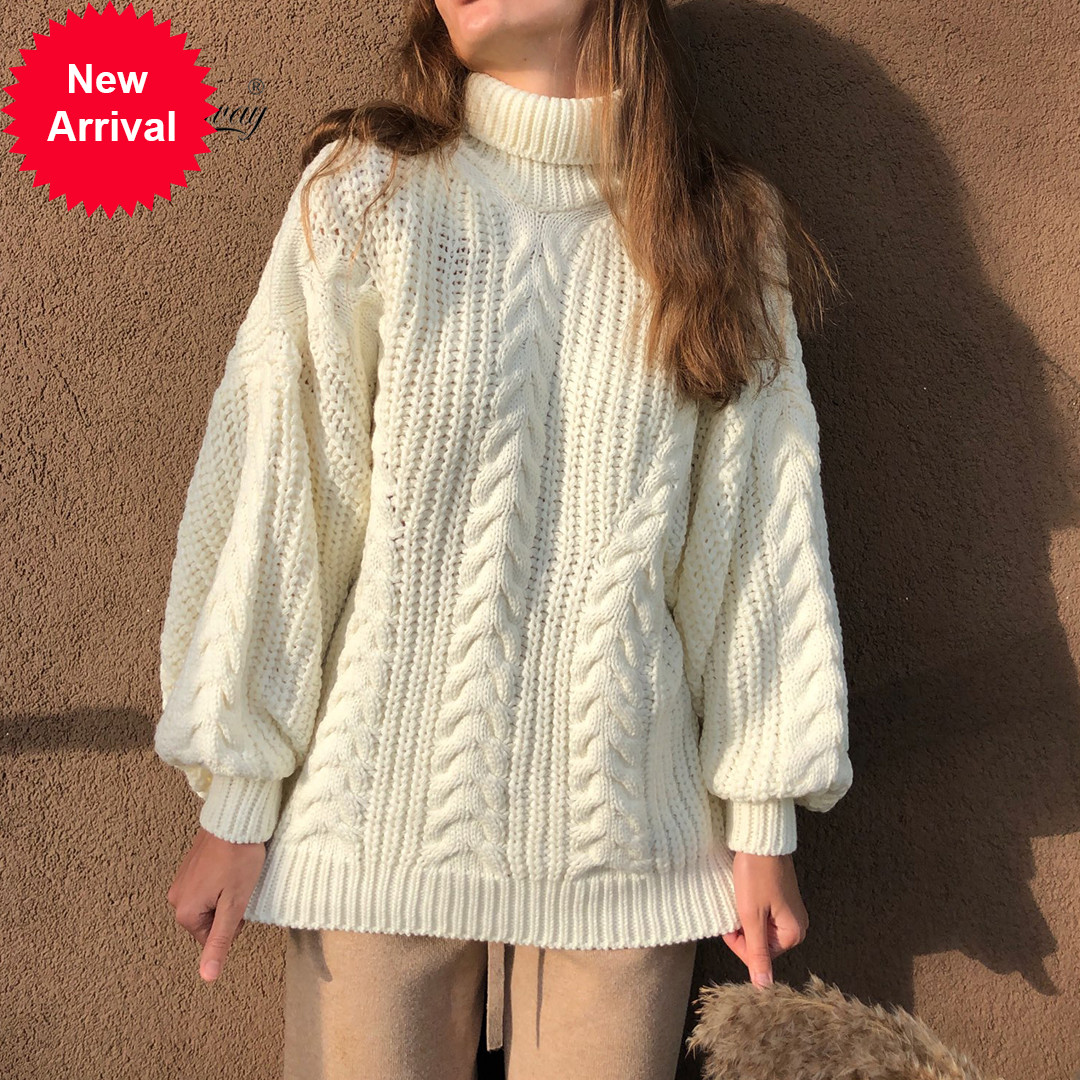 Female high quality turtleneck autumn 2020 pull European jumpers casual twist hot sweater oversized C-281, White
Female high quality turtleneck autumn 2020 pull European jumpers casual twist hot sweater oversized C-281, White