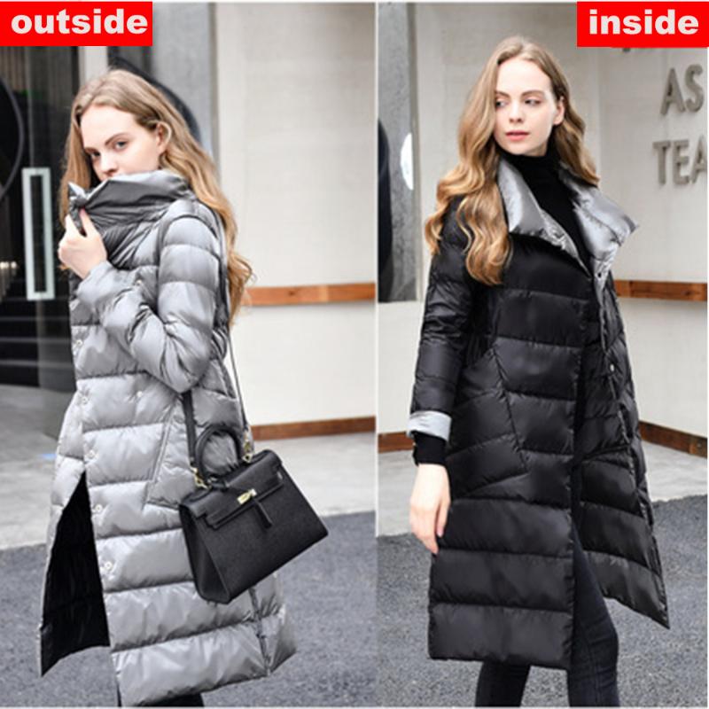 Women' Double Sided Winter Down Jacket Turtleneck Warm White Duck Down Long Coat Jacket Woman Double Breasted Parkas Clothing, Grey blue
Women' Double Sided Winter Down Jacket Turtleneck Warm White Duck Down Long Coat Jacket Woman Double Breasted Parkas Clothing, Grey blue