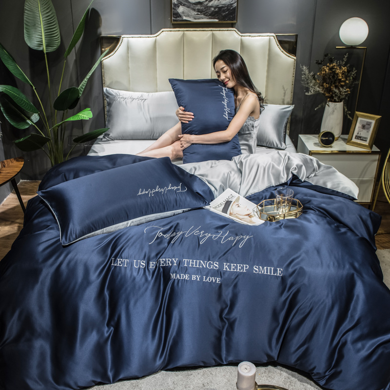 fourpiece silk bedding sets king queen size luxury quilt cover pillow case duvet cover brand bed comforters sets high quality fast shipping