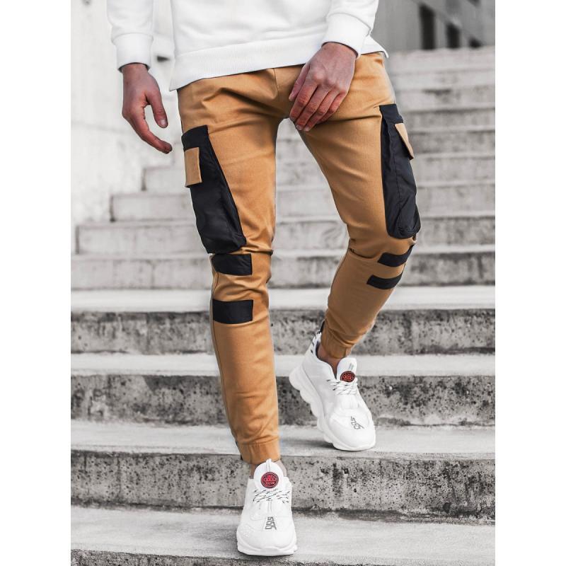 CHRLEISURE Men's Cargo Pants Casual Patchwork Joggers Trousers For Men Korean Fashion Hip Hop Punk Loose Pants Streetwear 201027