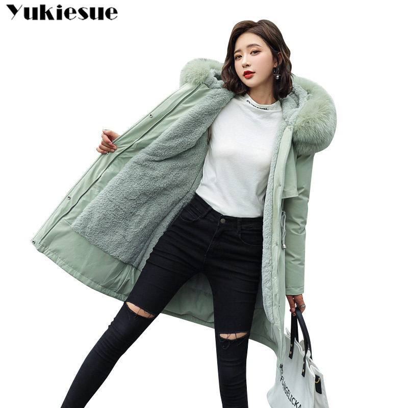 New Cotton Thicken Warm Winter Jacket Coat Women Casual Parka Winter Clothes Fur Lining Hooded Parka Mujer Coats PLus size 201217