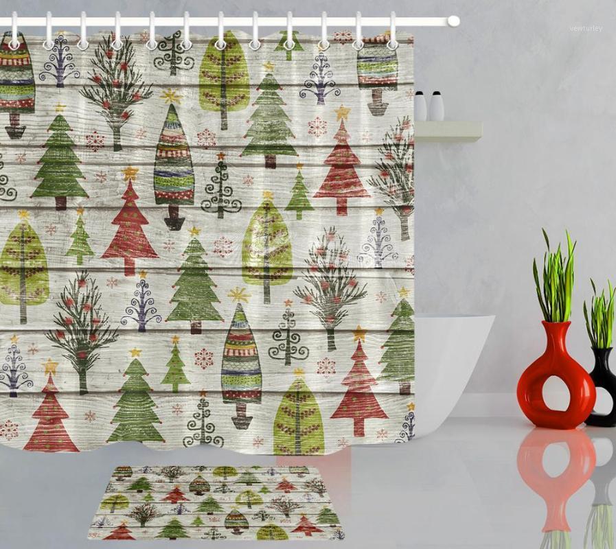 Wooden Board Watercolor and Many Christmas Trees Bathroom Decor Waterproof Shower Curtain Bathtub Decor with 12 Hooks & Doormat1
Wooden Board Watercolor and Many Christmas Trees Bathroom Decor Waterproof Shower Curtain Bathtub Decor with 12 Hooks & Doormat1