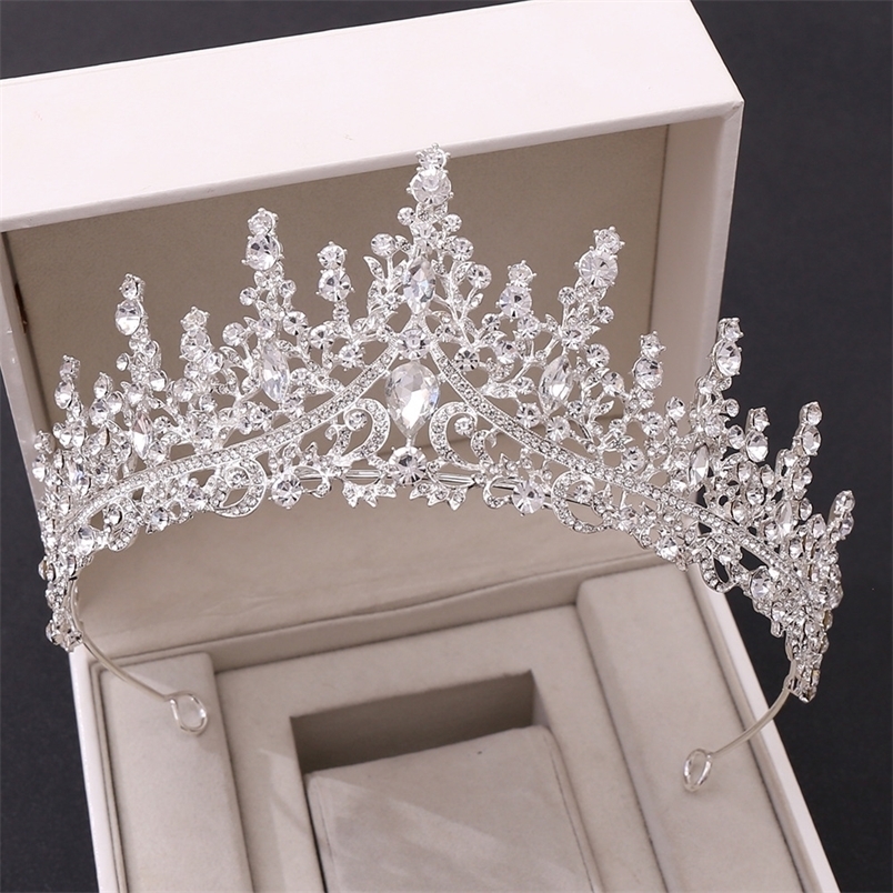 KMVEXO Baroque Vintage y Royal Queen King Crystal Wedding Crown Bridal Tiara Crowns Diadem Bride Party Evening Hair Jewelry 220214