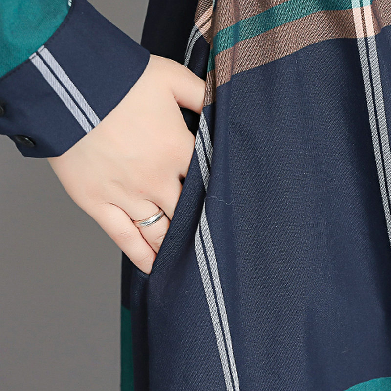 Autumn Winter Vintage Plaid Dress Plus Size Dress Woman Elegant Irregular Women Lady Office Party Long Sleeve Dress Vestido T200416