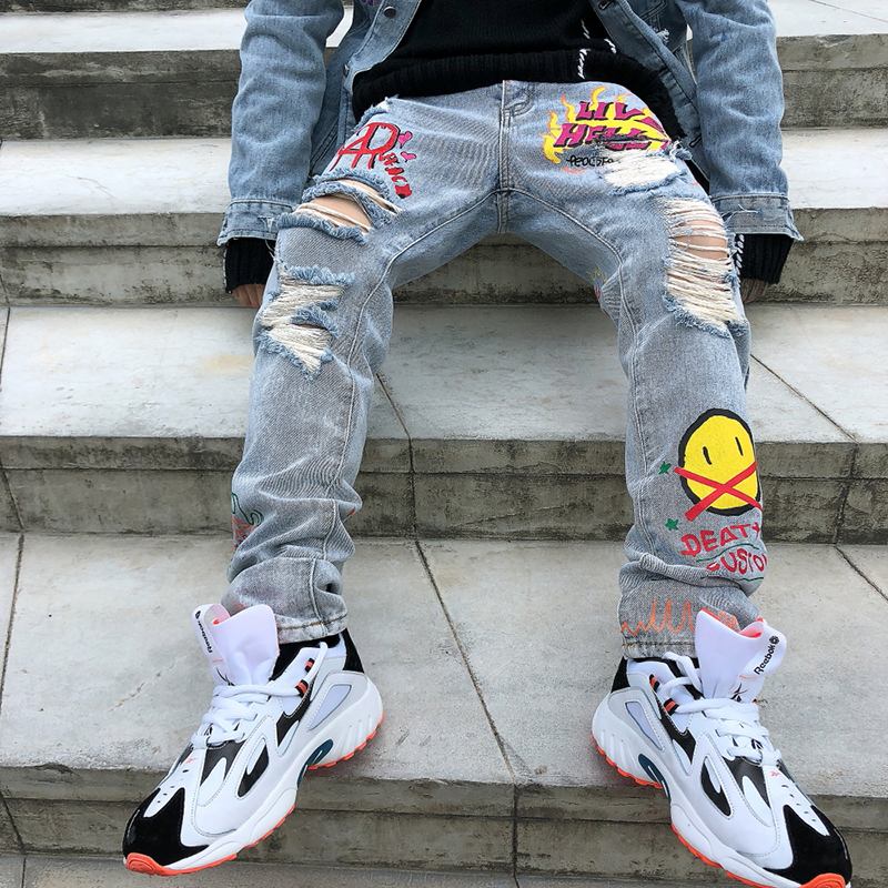 Hole 2020 New Calls Painted Graffiti Torn Skinny Jeans for Men in a Straight Line Casual Size Big Hip Hop Winter Brim Pants Lgqc, Black
Hole 2020 New Calls Painted Graffiti Torn Skinny Jeans for Men in a Straight Line Casual Size Big Hip Hop Winter Brim Pants Lgqc, Black