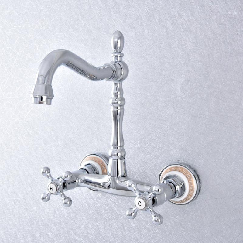 Polished Chrome Bathroom Faucet Wall Mounted Basin Faucet 360 Degree Swivel Spout Double Handle Cold Hot Water Mixer Tap Lsf7821
Polished Chrome Bathroom Faucet Wall Mounted Basin Faucet 360 Degree Swivel Spout Double Handle Cold Hot Water Mixer Tap Lsf7821