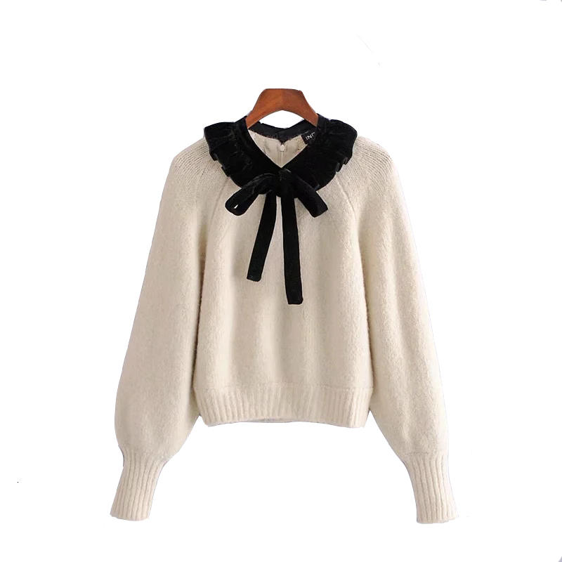 2021 New Women Wool Blend Knitted Sweater Woman Autumn Winter Fashion Contrast Ruffle Bow o Neck Long Puff Sleeve Pullover Rjtl, Beige
2021 New Women Wool Blend Knitted Sweater Woman Autumn Winter Fashion Contrast Ruffle Bow o Neck Long Puff Sleeve Pullover Rjtl, Beige