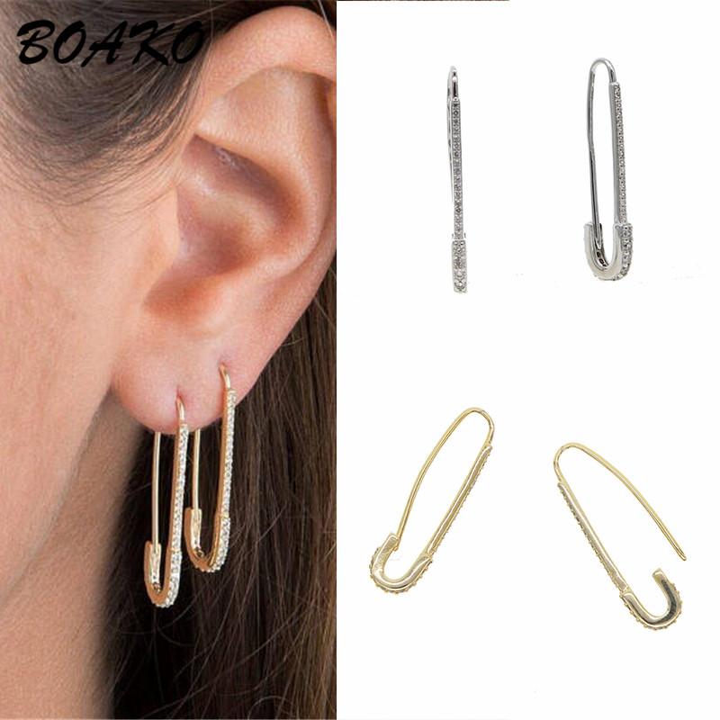 BOAKO Unique Paperclip Safety Pin Stud Earrings For Women Hip Hop Rock Punk Zircon CZ Stone Earings Fashion Jewelry Female Gifts
BOAKO Unique Paperclip Safety Pin Stud Earrings For Women Hip Hop Rock Punk Zircon CZ Stone Earings Fashion Jewelry Female Gifts