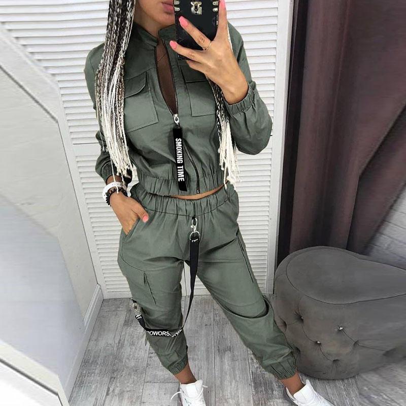 Long Sleeve Zipper Tops women Pants Streetwear Track Suit Elegant Star Print Two Piece Sets Autumn Long Sleeve Zipper Tops1