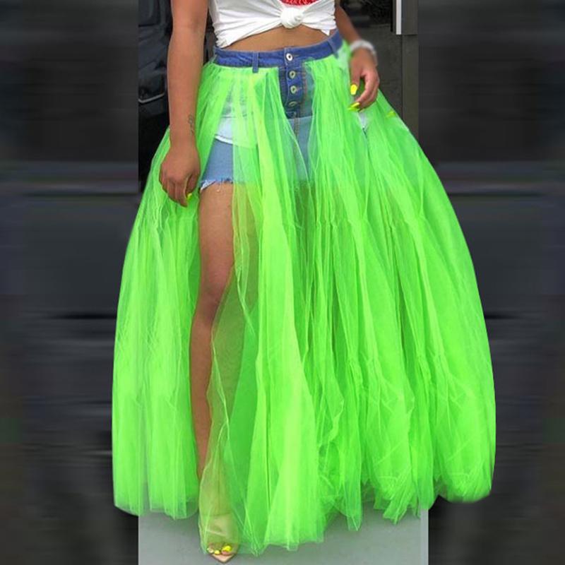 Women Long Skirts Summer Jeans Splice Tulle Perspective Big Hem Fashion Sexy See Through Ladies Solid Swing Skater Skirts Ladies, White
Women Long Skirts Summer Jeans Splice Tulle Perspective Big Hem Fashion Sexy See Through Ladies Solid Swing Skater Skirts Ladies, White