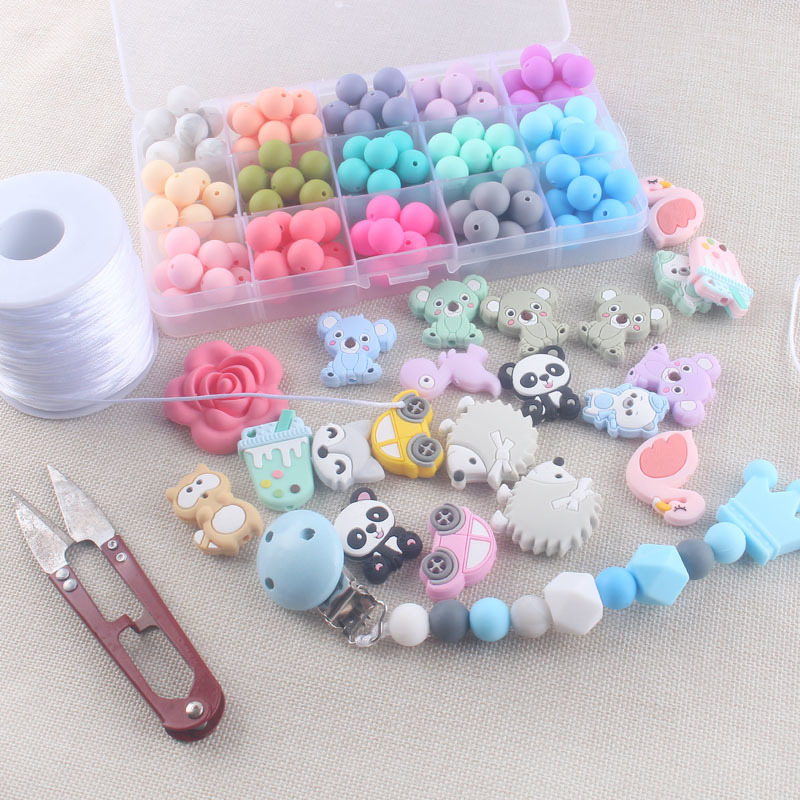 XCQGH 50pcs Silicone Beads 12mm Food Grade Silicone Sensory Teething Beads Mom Nursing Necklace DIY Jewelry Baby Teethers Y1221