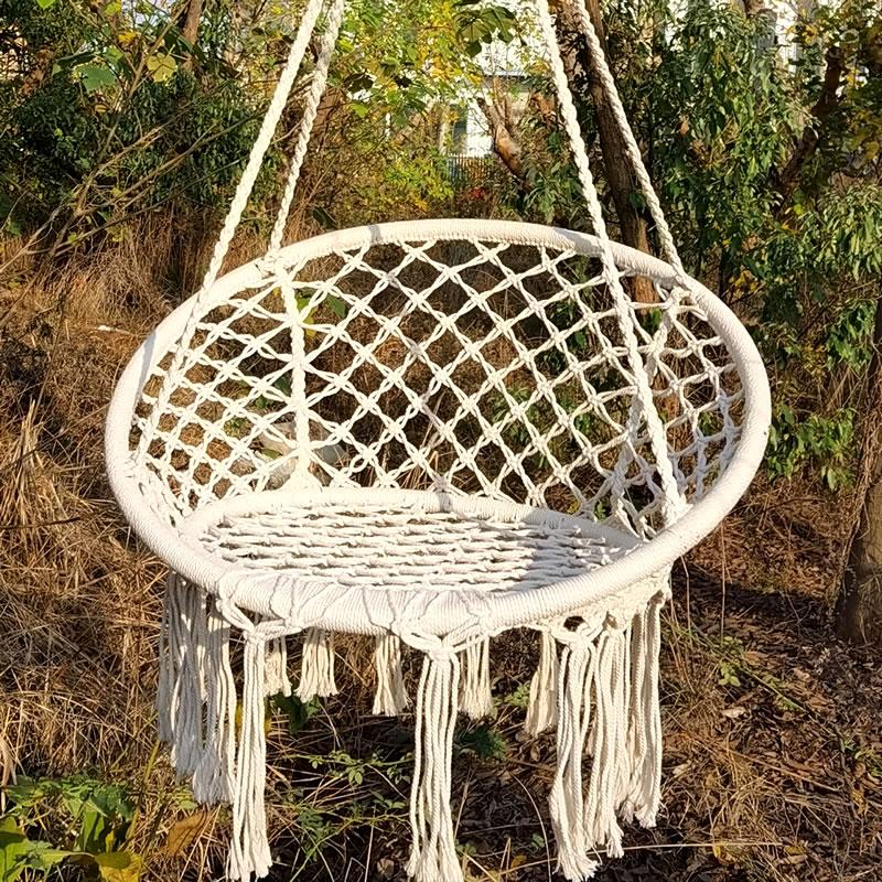Nordic Style Round Hammock Swing Chair Safety Hanging Hammock Rope Hanging Garden Seat Beige Knitting Rope Swing Balcony Chair
Nordic Style Round Hammock Swing Chair Safety Hanging Hammock Rope Hanging Garden Seat Beige Knitting Rope Swing Balcony Chair