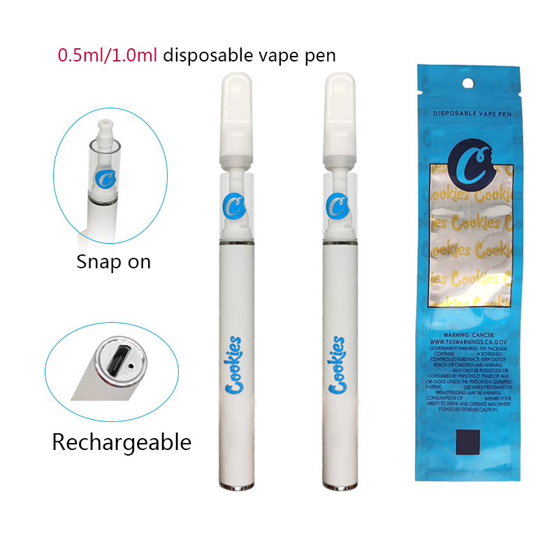 Cookies Disposable Vapes Pen Rechargeable Ceramic Cartridges E Cigarettes Starter Kit 290mAh Battery 0.5ml Full Gram Carts Empty Atomizers Packaging bags
Cookies Disposable Vapes Pen Rechargeable Ceramic Cartridges E Cigarettes Starter Kit 290mAh Battery 0.5ml Full Gram Carts Empty Atomizers Packaging bags