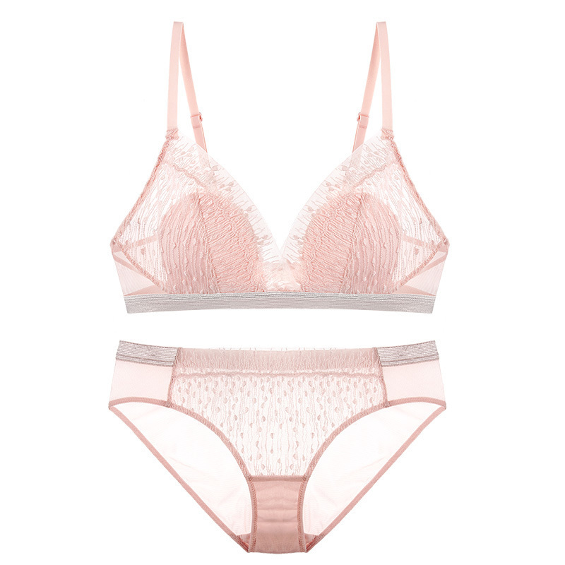 French underwear suit women's thin lace small chest receptacle sexy nonsteel bra breathable lingerie bralette T200602