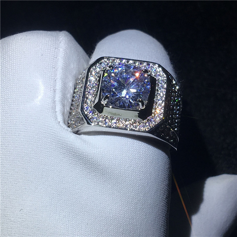 Choucong Male Ring Big 3ct Clear 5a Zircon Cz Sterling Sier Engagement Wedding Band Rings For Men Fine Jewelry J190620 Free shipping