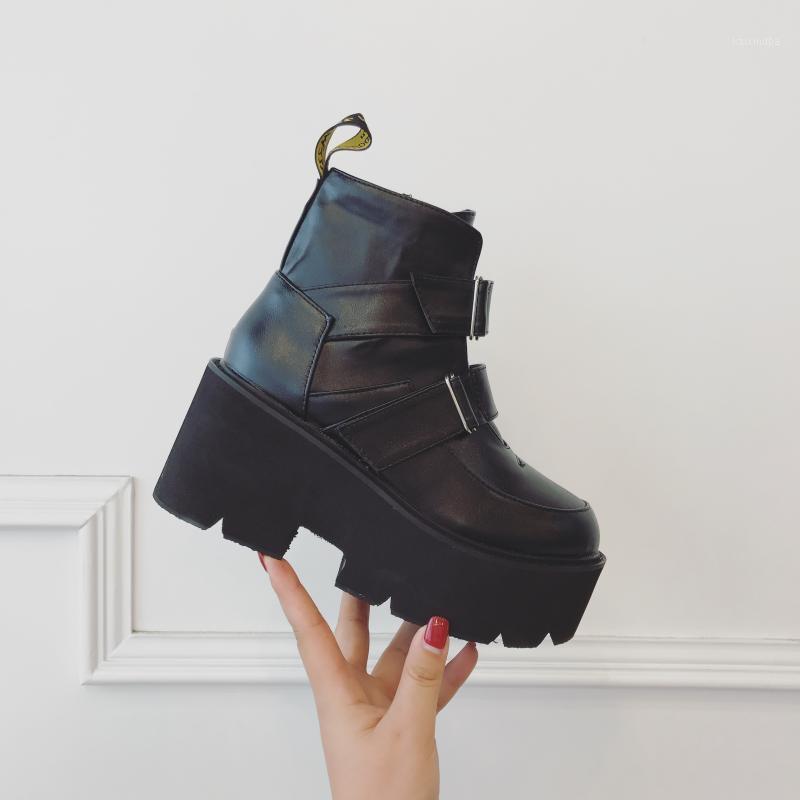 Punk Harajuku style fashion thick-soled buckle short boots wedge platform women's shoes motorcycle boots tide1, Black
Punk Harajuku style fashion thick-soled buckle short boots wedge platform women's shoes motorcycle boots tide1, Black