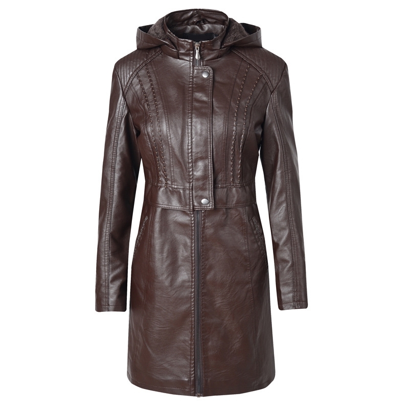 Fashion Leather Coats Women's Spring Autumn Clothing Long Section Slim PU Leather Jacket SXL 201020