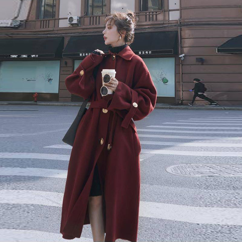 Bella Autumn Winter solid Women Casual Woolen Coat Female Long Windbreaker Jackets Korean Wool Coat lady Overcoats 201112