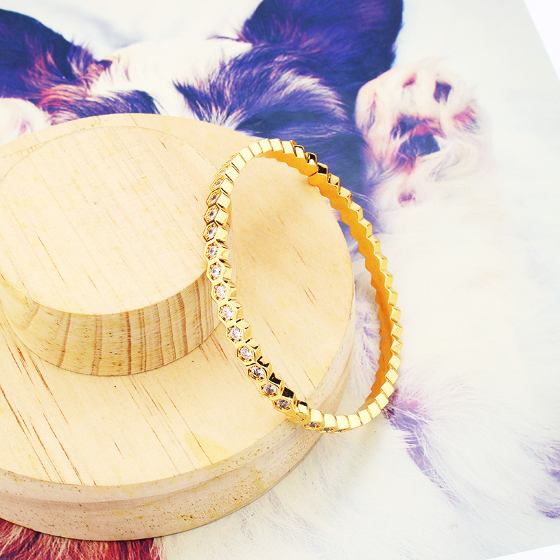 hexagonal design style womens bracelets fashion jewelry friendship bracelets stainless steel bracelets silver rose gold bangle bra