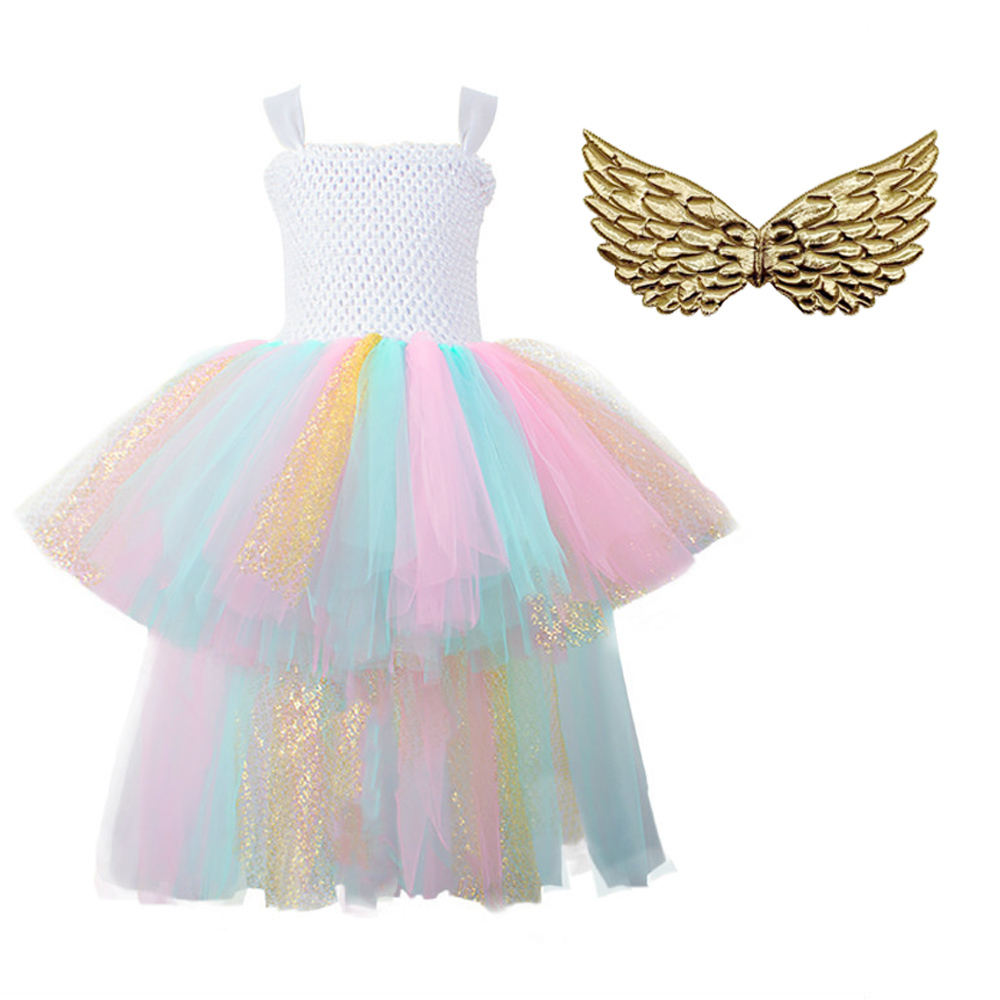 Halloween Unicorn Princess Dress Birthday Party Cosplay Angel Dresses Children Mesh Tutu Skirt Pink Lace Sling Costume for Girls LJ200930