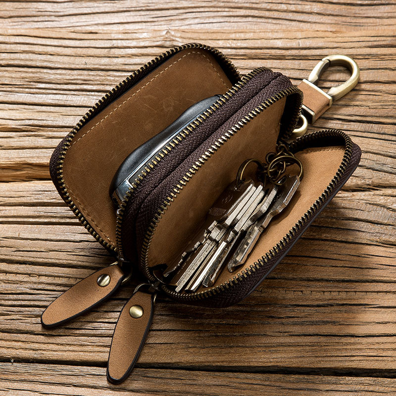 PU Leather Car Key Wallets Men Key Holder Housekeeper Keys Organizer Women Keychain Covers Zipper Key Case Bag Pouch Purse